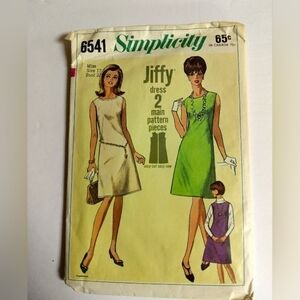 Simplicity Sewing Pattern 6541 Women's Dress & Jumper Dress Size 12 Vintage